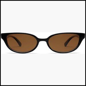 Retro Semi Oval Polarized Sunglasses Small 90s Style Narrow Rectangle Frame
